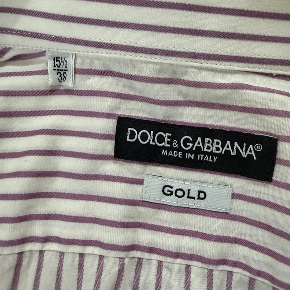 Dolce & Gabbana Men's Purple and White Striped Shirt 15.5 39 Italian - Picture 6 of 8